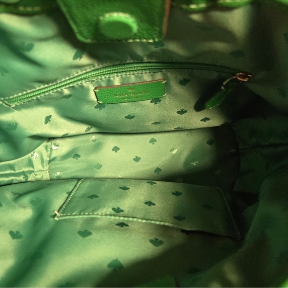 Kate Spade Green Apple Rosie Bucket Bag Pebbled Leather Canvas Crossbody Purse - Picture 12 of 12